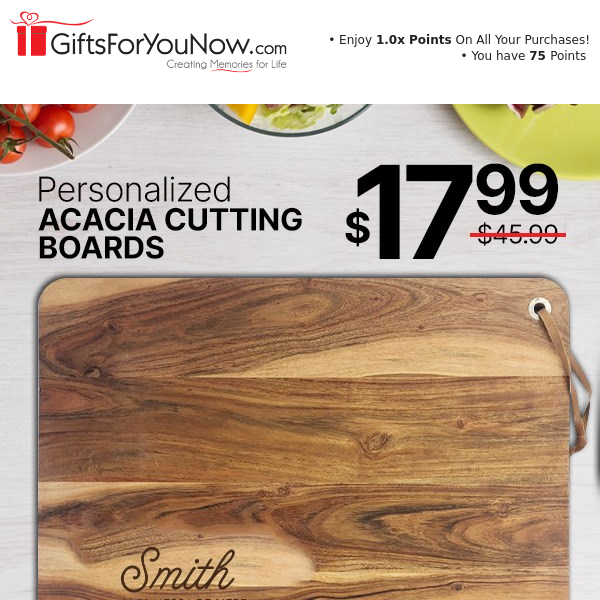 $17.99 Personalized Acacia Boards! Perfect For Entertaining!