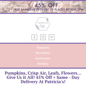 45% Off Fall Favorites at Patricia's ❤️