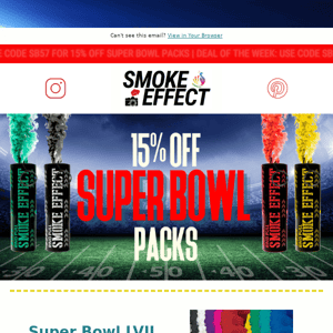 DEAL OF THE WEEK: 15% OFF SUPER BOWL PACKS 🦅