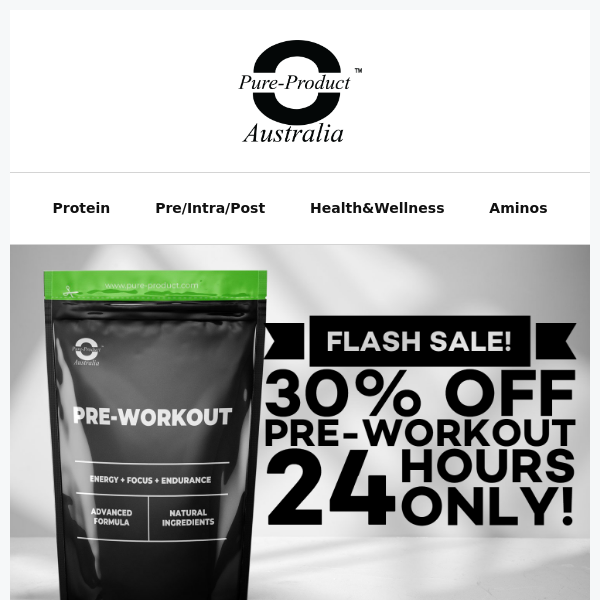 🏋️‍♂️ Get Pumped! 30% Off Pre-Workout for 24 Hours Only! 🏋️‍♀️