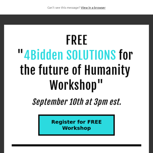 Register NOW for the Solutions for Humanity Workshop