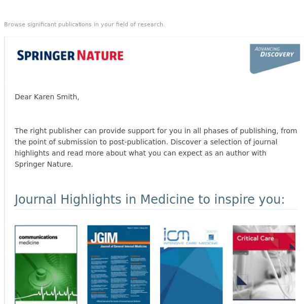 Journal highlights to inspire you. Publish with Springer Nature.