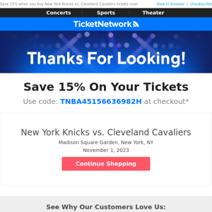 SAVE 15% Now! on Your New York Knicks vs. Cleveland Cavaliers tickets!