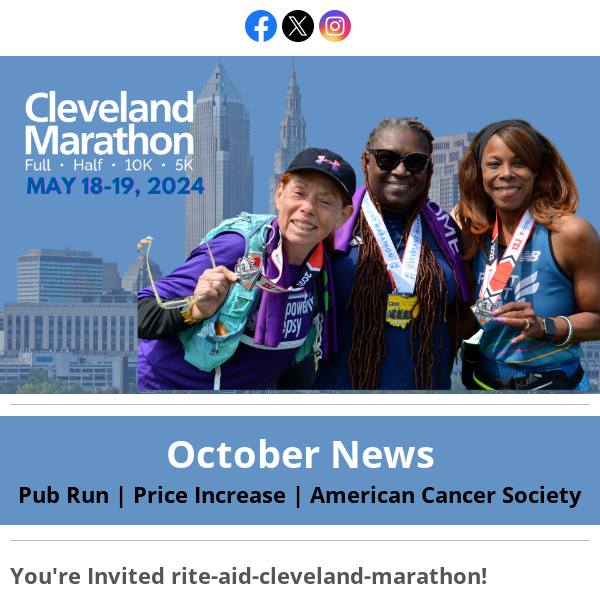 October News from the Cleveland Marathon🍂🍁  ﻿   ﻿ 