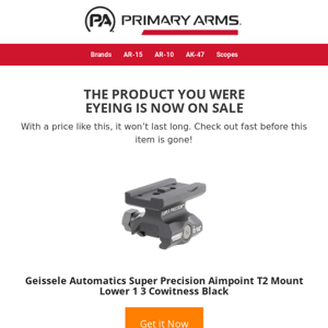 💲 Price drop! Geissele Automatics Super Precision Aimpoint T2 Mount Lower 1 3 Cowitness Black is now on sale… 💲