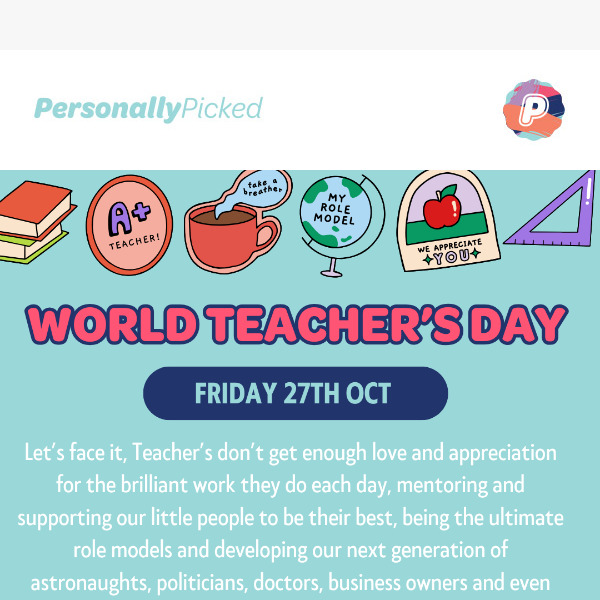 $10 off for World Teacher's Day Gifts!