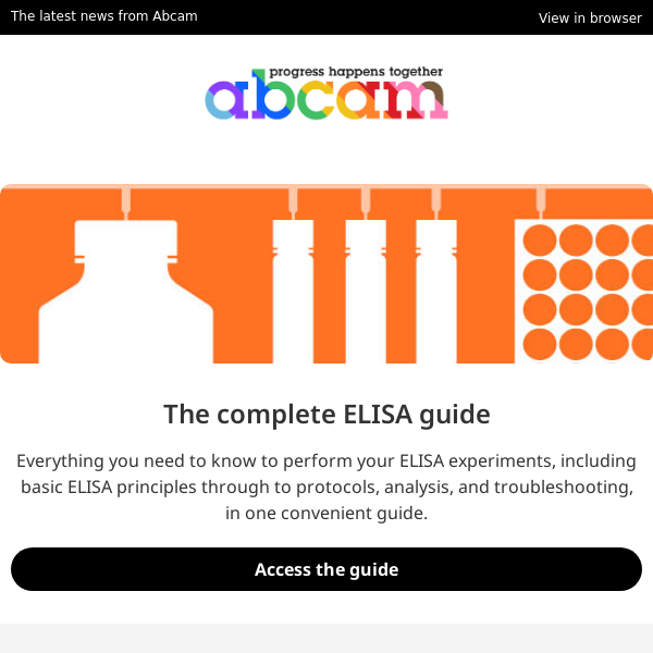 Our ELISA and Antibody conjugation guides and submitting a poster for our  Liquid Biopsy event - Abcam