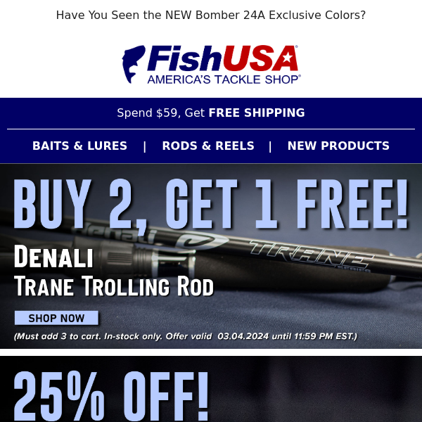 Buy 2, Get 1 Free Denali Trane Trolling Rods!