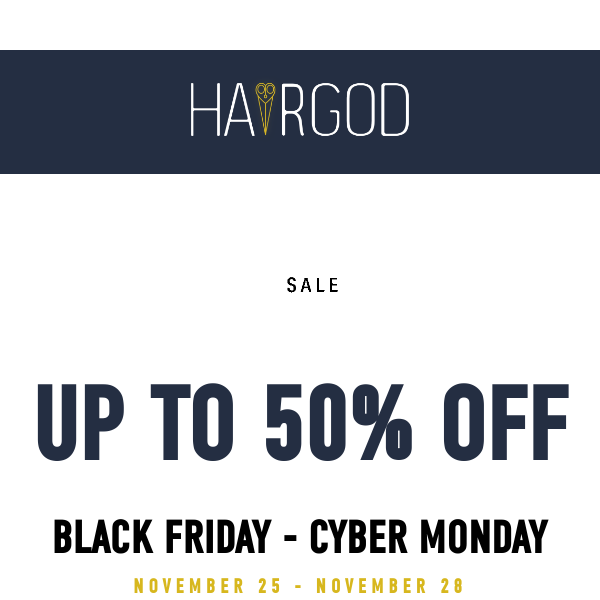 Up to 50% off at HAIRGOD! 💇‍♀️