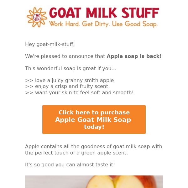Limited Time Offer: Apple Goat Milk Soap is Back! 🍏