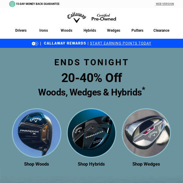 Ends Tonight: Up To 40% Off Fairway Woods, Wedges & Hybrids