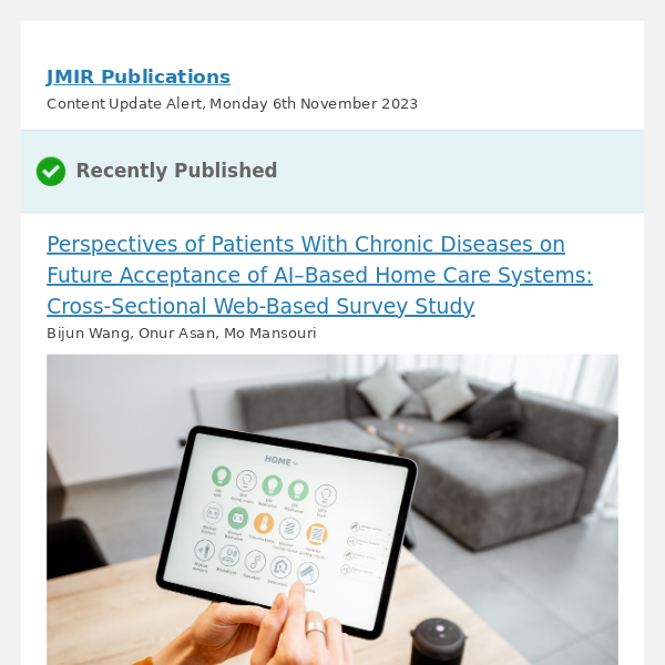 [JHF] Perspectives of Patients With Chronic Diseases on Future Acceptance of AI–Based Home Care Systems: Cross-Sectional Web-Based Survey Study