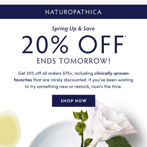20% OFF Sitewide ends tomorrow!