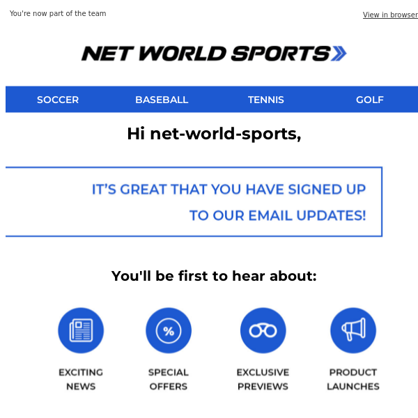 Welcome to Net World Sports, Karen!
