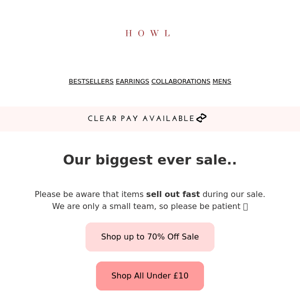 70% Off HOWL Sale 😱✨