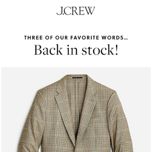 Psst, The Ludlow Slim-fit suit jacket in English cotton-wool is back in stock...