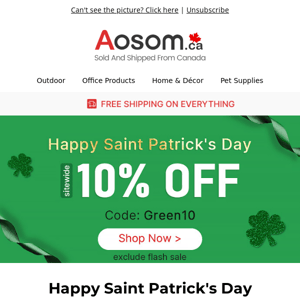 Last Call For Aosom Saint Patrick's Day Specials