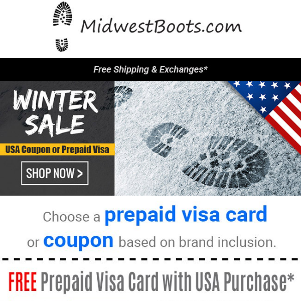 Winter Offer:  VISA Gift Card with U.S.A. Purchase!