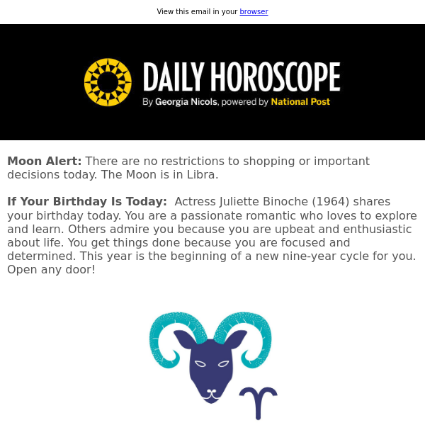 Your horoscope for March 9