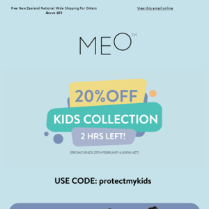 🔴2 Hours Left! 20% OFF on MEO Kids Collection!