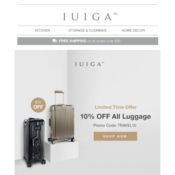 Limited-Time Offer: Enjoy $15 Off All Luggage