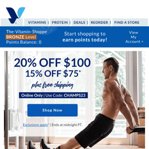 The Vitamin Shoppe: Up to 20% off ends tonight