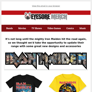 Eyesore Merch Presents: Iron Maiden, Helloween, Rolling Stones, Sabbath, new accessories & hats!