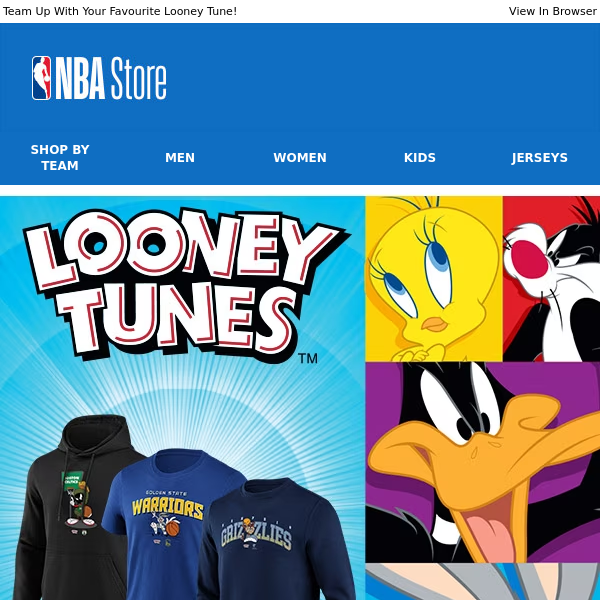 NBA Store Los Angeles Lakers Looney Tunes All Character Graphic T
