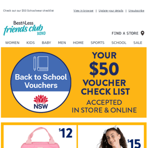 NSW School Vouchers accepted Online & In-Store