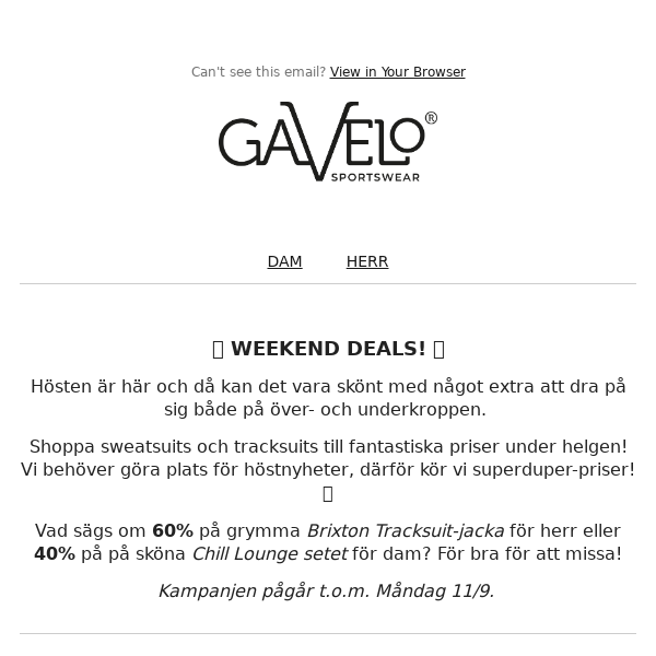 WEEKEND DEALS - Shoppa Sweatsuits och Tracksuits - Upp till 60% rabatt!