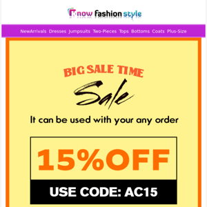 Weekend sale. Big offer 15%OFF only for you💥