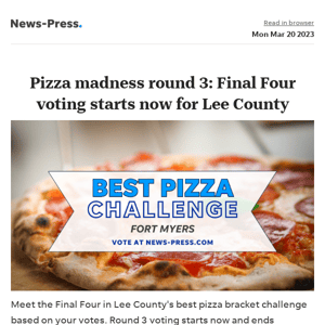 News alert: Pizza madness round 3: Final Four voting starts now for Lee County