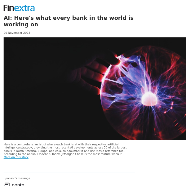 Finextra News Flash: AI: Here's what every bank in the world is working on