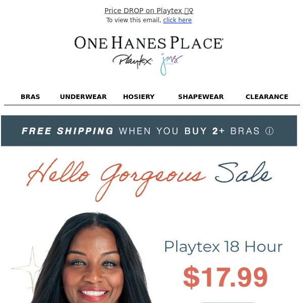 One Hanes Place: Flash Sale! Playtex 18 Hour Bras 2/$30, More