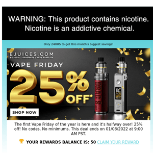 This email will save you money! It's Vape Friday!
