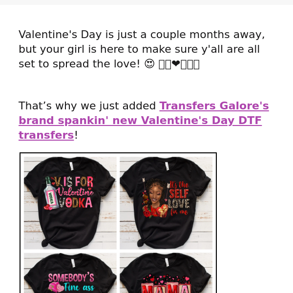 New Valentine's Day DTF Transfers! ✨💖 - Blanks Galore
