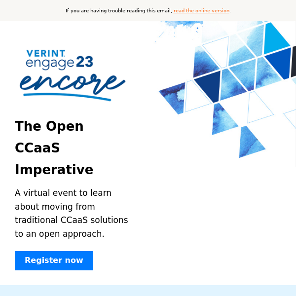Last chance to register. Learn about the Open CCaaS difference.