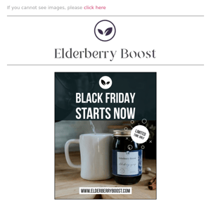 Elderberry Boost Black Friday is HERE!  Deals Galore.  😍