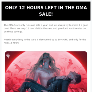 Don't Miss Out on the OMA Store's Only Sale of the Year - Only 12 Hours Left to Save Up to 80% OFF