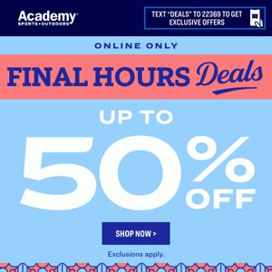 FINAL HOURS⌛️ Up to 50% OFF ➡️ Online