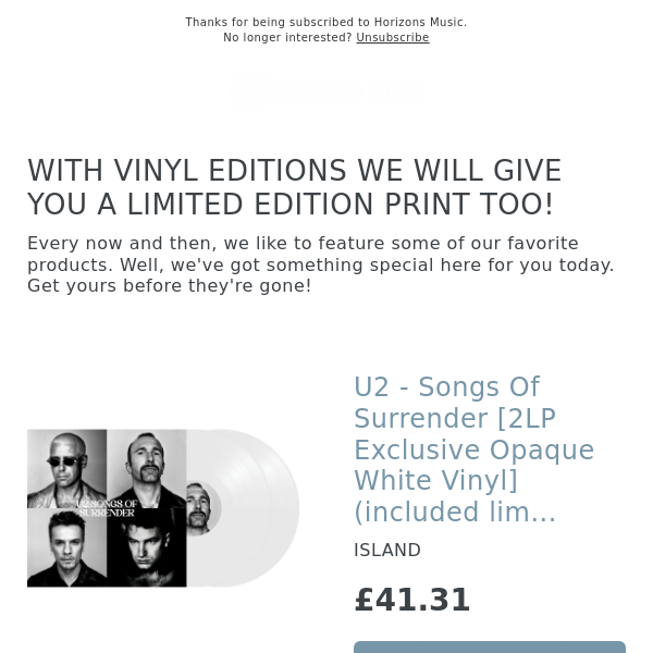 OUT NOW! (included limited edition print) - U2 - Songs Of