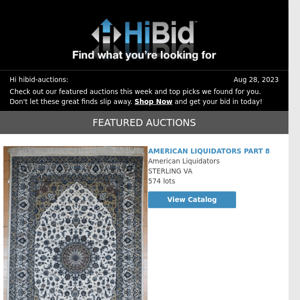 Monday's Great Deals From HiBid Auctions - August 28, 2023