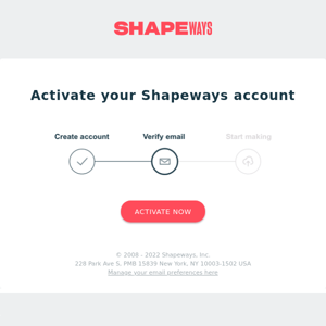 Complete your Shapeways registration in 30 Seconds