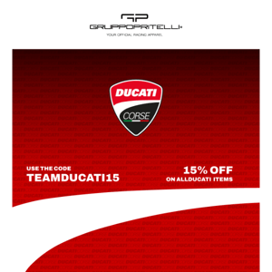 WARM UP THE ENGINES!| Take advantage of 15% off on all DUCATI CORSE itemss!