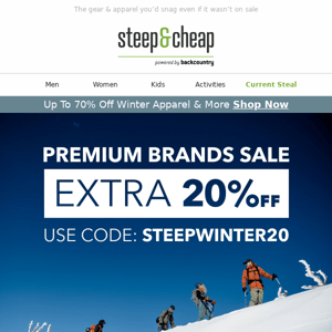 Extra 20% off premium brands, only for a limited time