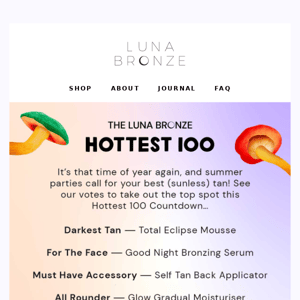 Our Hottest 100 top (tanning! picks 🎉