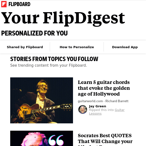 Your FlipDigest: stories from Entertainment, Learning, Sports and more