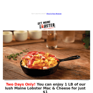 Just $1: Lobster Mac & Cheese