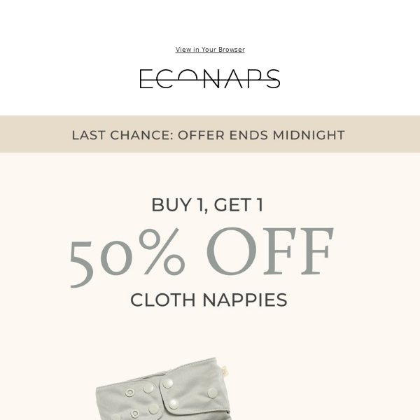 Final hours –50% off your second nappy
