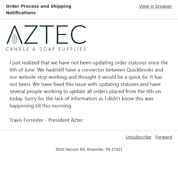 Order Process and Shipping Notifications